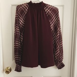 Cato NWT women's medium long sleeve burgundy blouse
